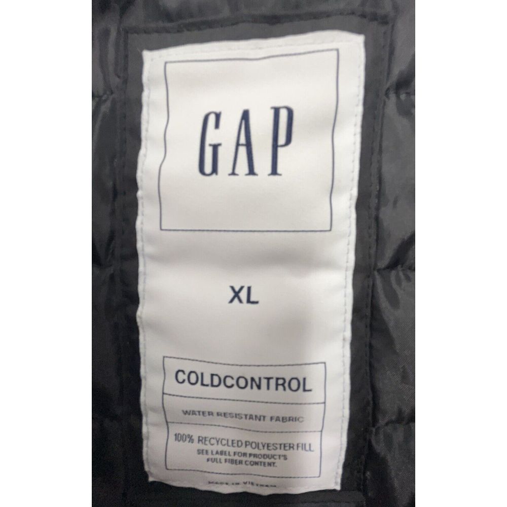 Gap Puffer Vest Men XL Black Cold Control Water Resistant Coated Full Zip Jacket - Picture 13 of 14